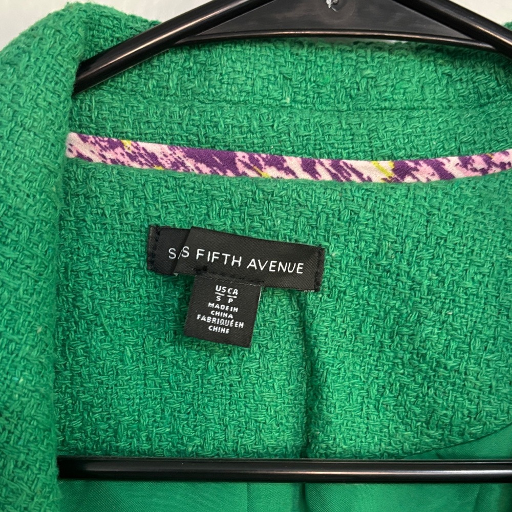 Saks Fifth Green Tweed Double-Breasted Women's Jacket - Picture 6 of 11